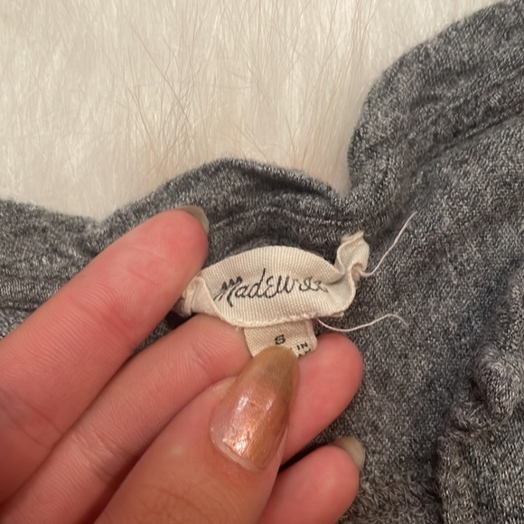 MADEWELL Gray Split Neck Short‎ Sleeve Shirt - Picture 3 of 5